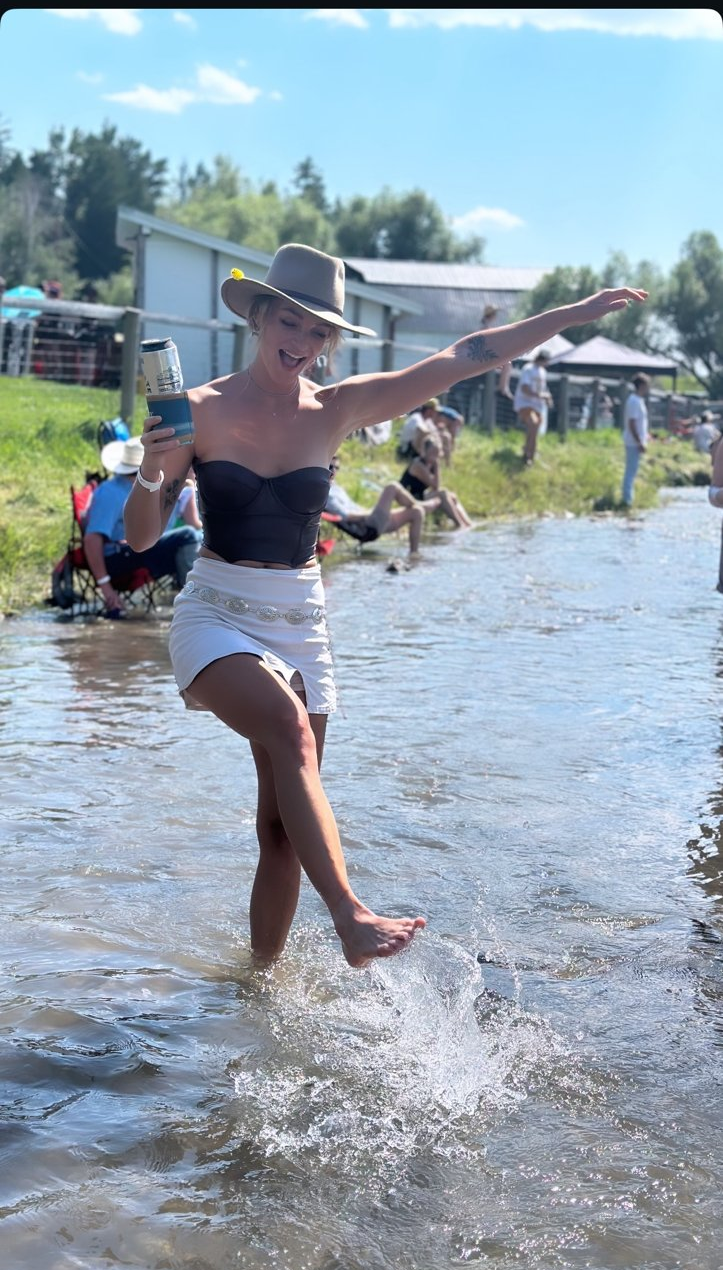 Helen at GrizMas on the hat